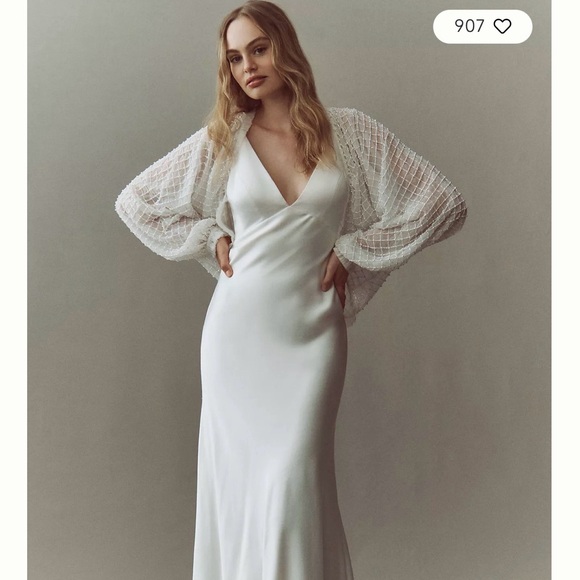 BHLDN Jackets & Blazers - NWT BHLDN White Beaded Sheer Bolero Bridal Jacket